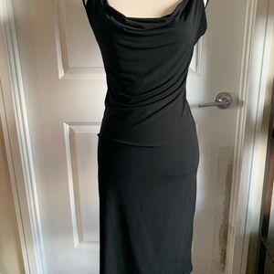 Forever 21 Black Ruched Cowl Neck Sheath Dress